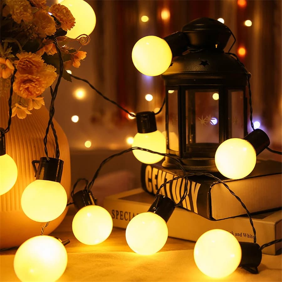 2023 New 5M 20LED Christmas Garland Globe String Light Outdoor Waterproof Garden Decoration EU Plug Round Ball Bulb Fairy Lights