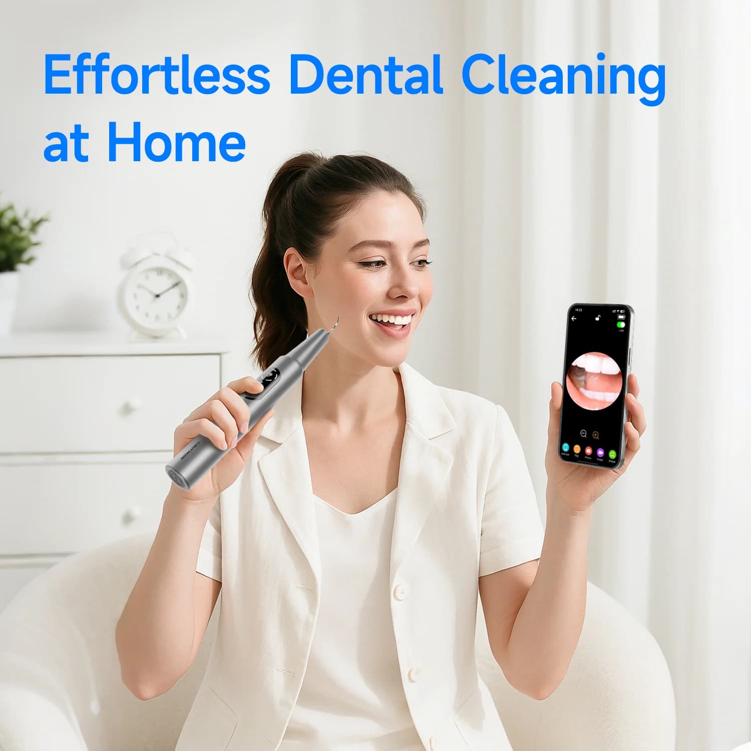 CURVY MOON Detergent for visible electric ultrasound teeth with camera Tartar removal device Teeth stains cleaning tools Teeth whitening care