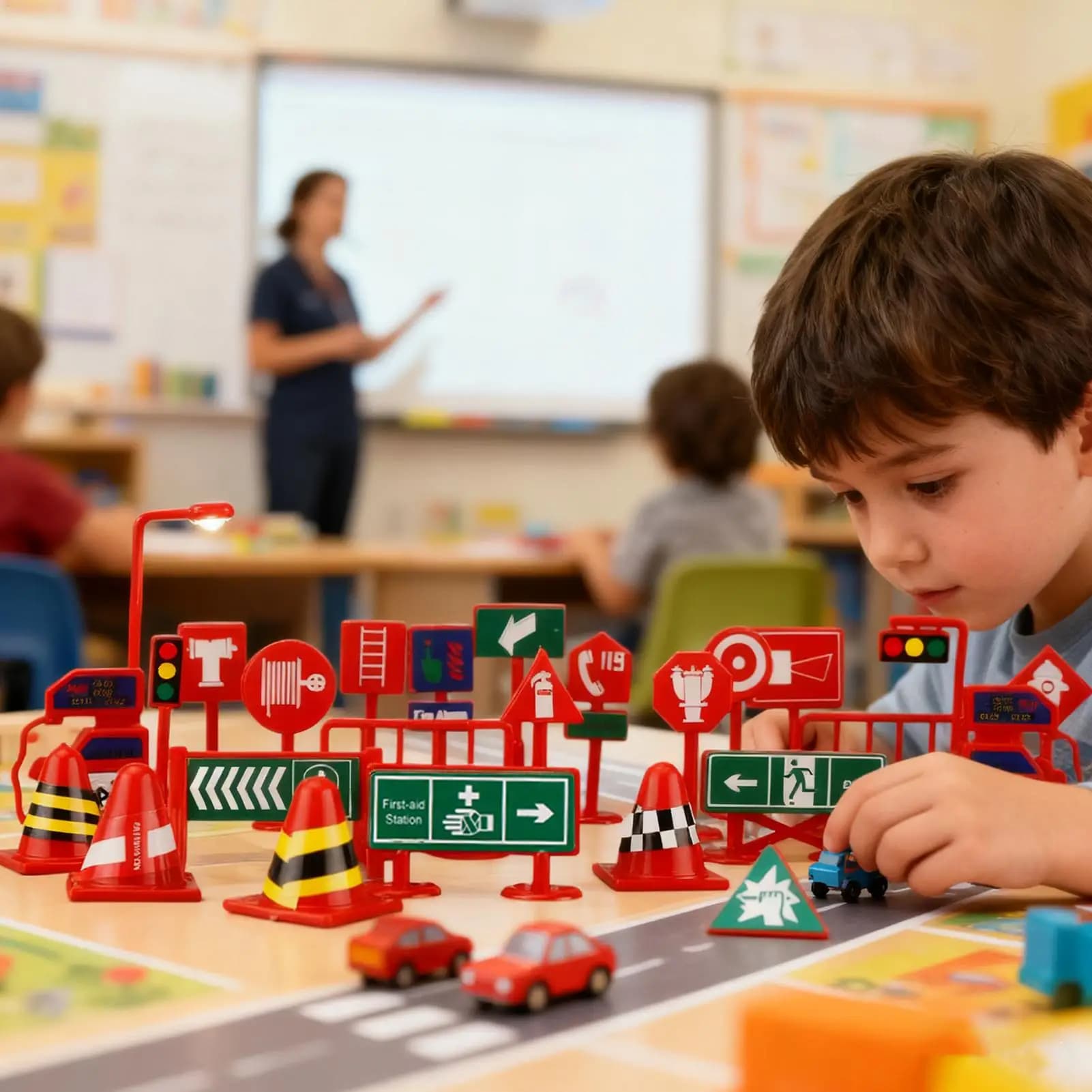 Segnali stradali per bambini 28 pezzi Gioco educativo portatile per l'apprendimento Segnali stradali Giocattolo per feste in casa Soggiorno
