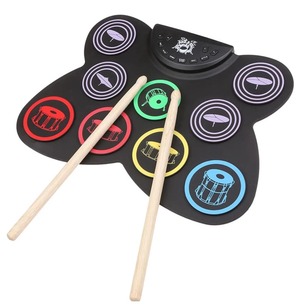 Kit Batteria Digitale a 9 Pad con Pedale Controller e Bacchette, Sensibilità al Tocco, Ottimo Regalo di Natale o Compleanno per Bambini