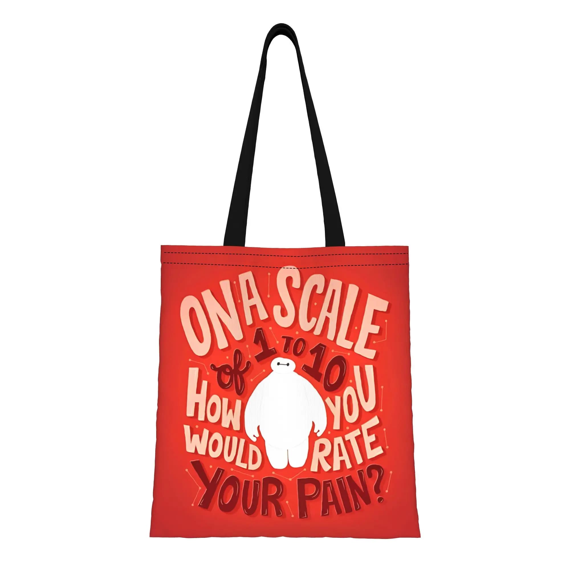 1PC Borsa tote in tela riutilizzabile a doppia faccia con animazione Disney di Happy Valentine's Day, borsa a tracolla Big Hero 6 Baymax Robot