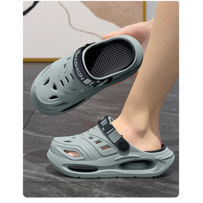 Men Summer Outdoor Clog Slippers, Thick‑Bottom Anti‑Slip Wear‑Resistant Odor‑Proof Two‑Way Wear Shoes for Beach Shower Daily Use