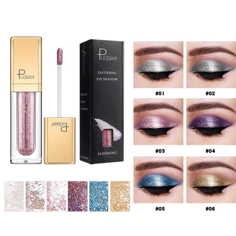 18 Colors Glitter Liquid Eyeshadow Diamond Shimmer Eyeshadow Long Lasting Waterproof Metallic Eye Makeup Cosmetics