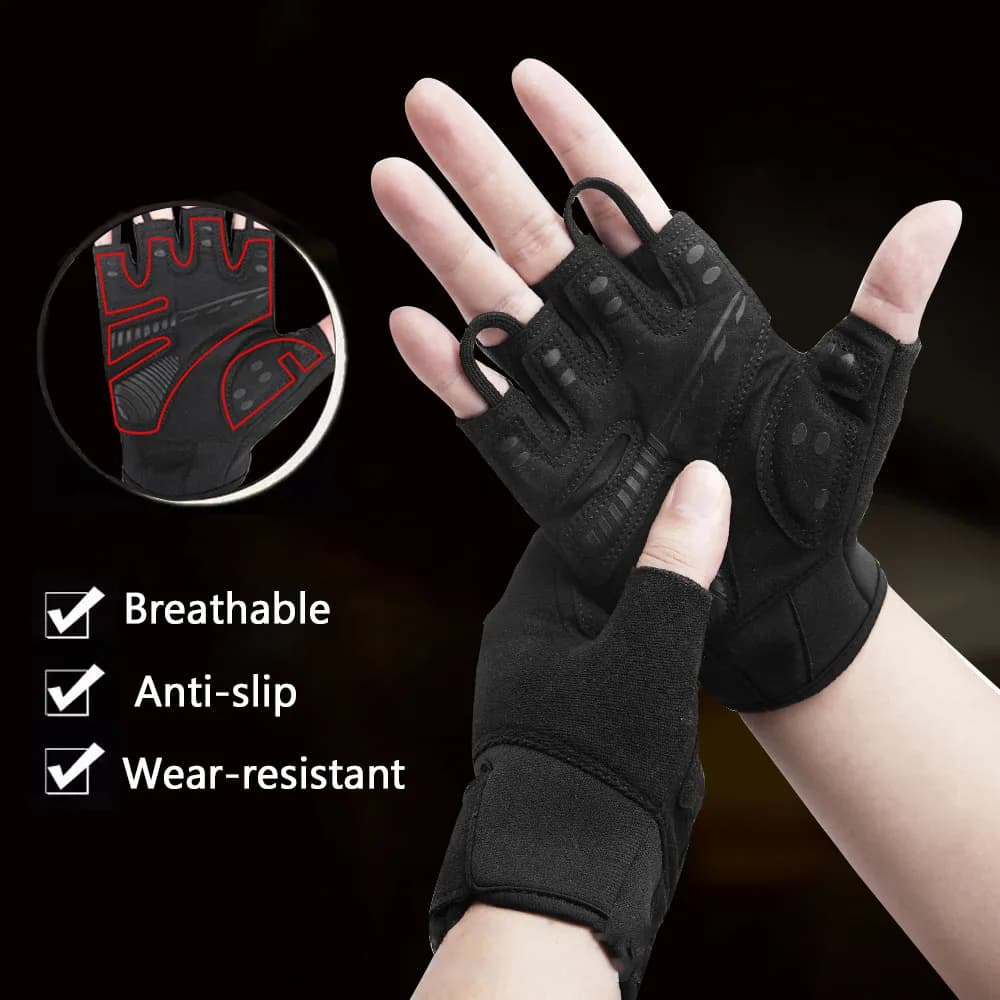 Summer Gym Gloves Mid-Size Breathable Shockproof Man MTB Bicycle Gloves without fingers cycling equipment