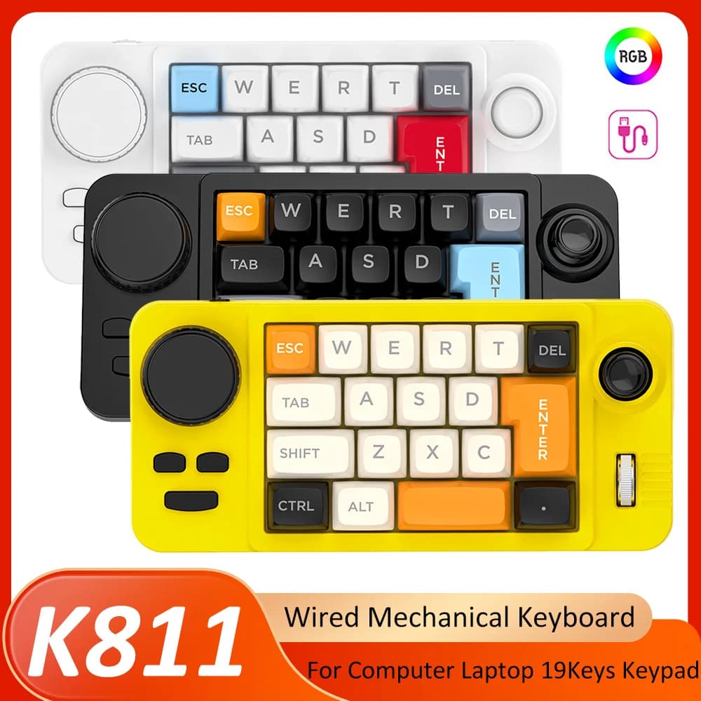 Tastiera da gioco meccanica cablata hot swap RGB con scorrimento del volume Tastiera programmatore retroilluminata Jostic a 19 tasti per computer portatile