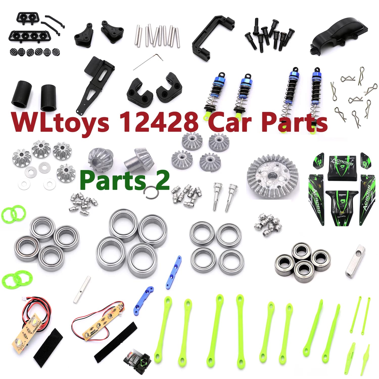 WLtoys 12428 RC Auto Portalampada di Ricambio Sterzo Sedile Ingranaggio Vite Cuscinetto Alloggiamento Ammortizzatore Luce Anteriore Asta Sedile Parti 2