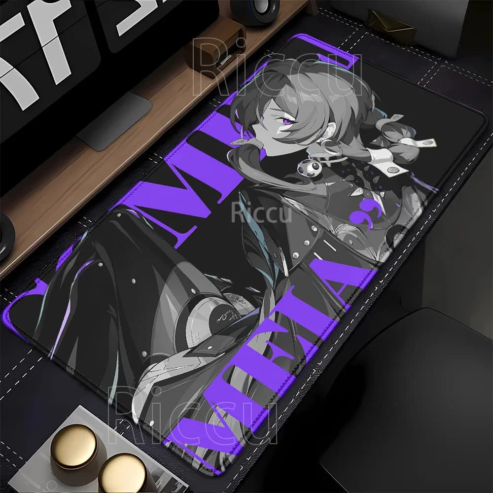 Mouse Pad Zenless Zone Zero ZZZ black and white Mousepad Anime kawaii girl Large gaming Keyboard HD printing overlock Desk Mat