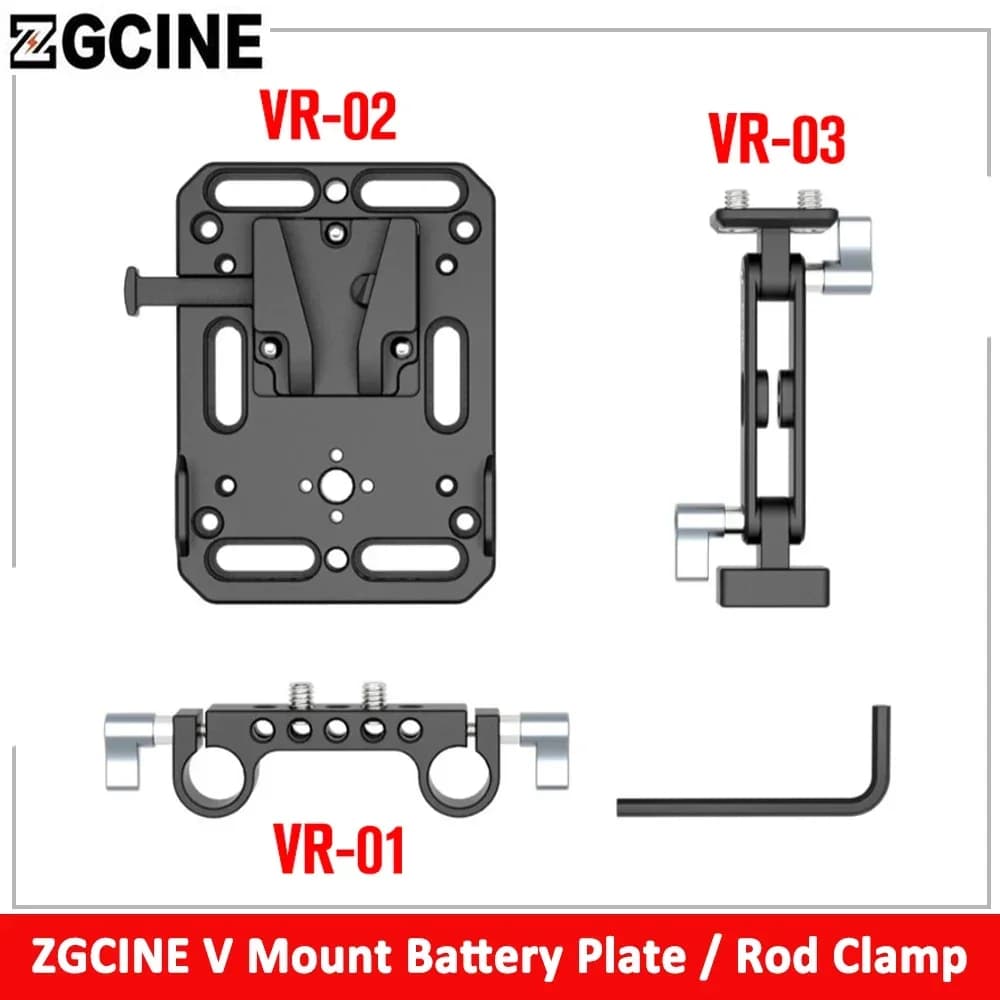 ZGCINE VR-01 VR-02 VR-03 VR-05 V Piastra batteria/Morsetto per asta Adattatore piastra batteria con blocco V con protezione blocco automatico