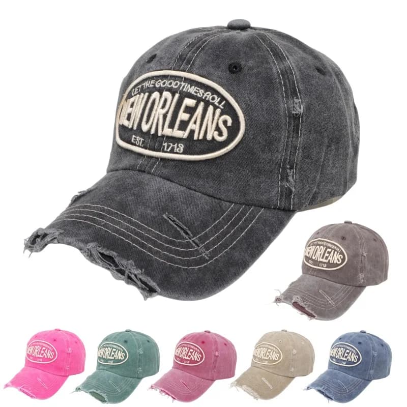 2024 berretto da baseball in cotone lavato unisex lettera ricamata cappello snapback vintage uomo e donna streetwear cappelli sportivi all'aria aperta
