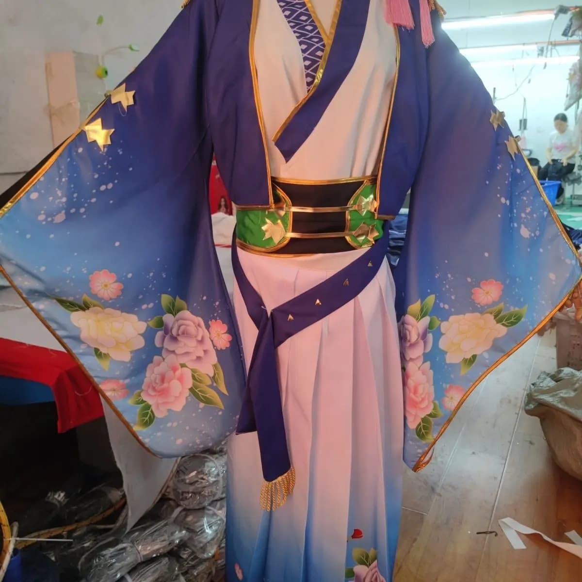 Great Opera Horse Racing Girl Cosplay Costume Ruihua Chaokan New Year Battle Blue Splendor Kimono Cosplay Outfit