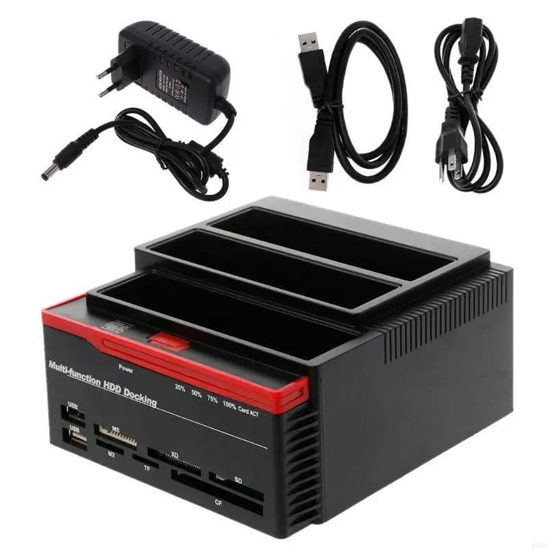 Docking station per disco rigido SATA Custodia per disco rigido da 2,5"/3,5" USB 3.0 a 2 porte SATA Porta IDE Lettore di schede HDD esterno