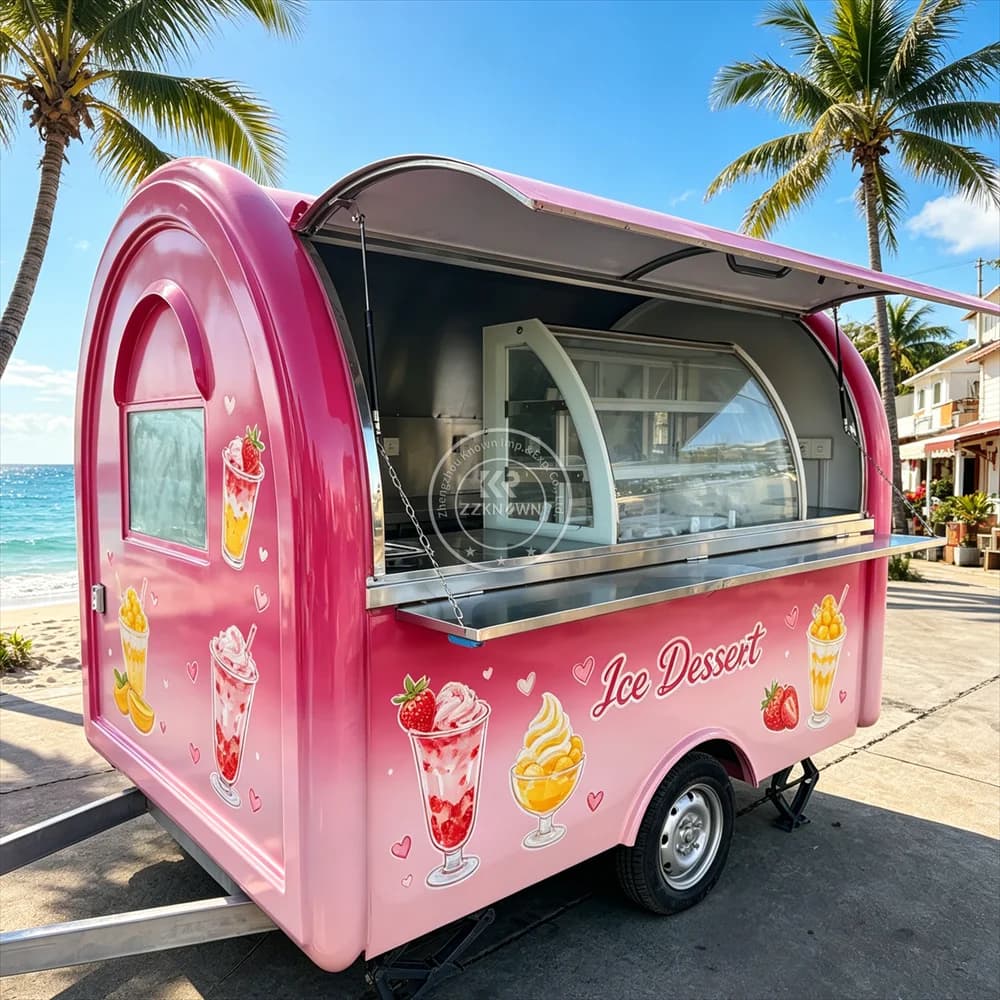 Food Truck Completamente Attrezzato per Pizza, BBQ, Hot Dog, Caffè e Gelati con Cucina Completa