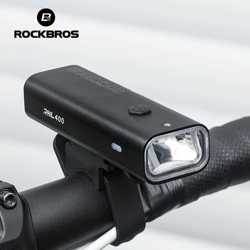 ROCKBROS Bicycle Light 200/400/600/800LM Type-C Charging Bike Light Front Lamp Aluminum Headlight IPX6 Waterproof Cycling Accessories