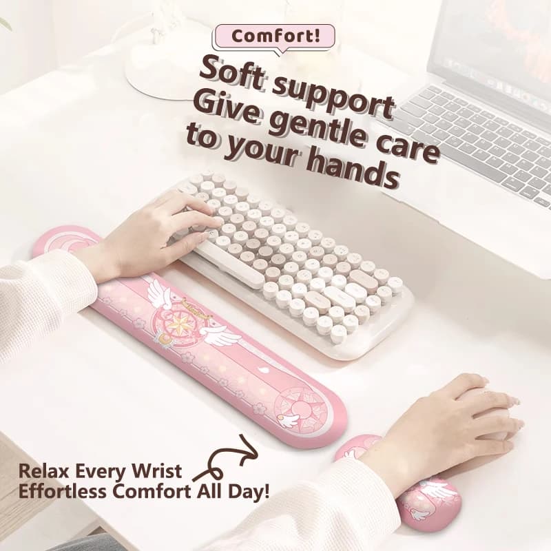 Poggiapolsi stile Kawaii - Simpatico poggiapolsi per mouse/tastiera per ragazze, morbido supporto ergonomico antiscivolo per mouse da gioco da ufficio