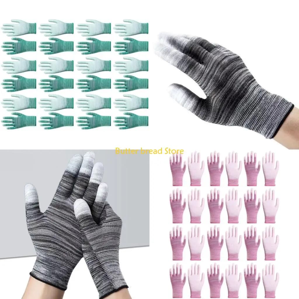 W89C 12 Paia Guanti da Lavoro Sicurezza Guanti Traspiranti Impermeabili Guanti Rivestiti in Lattice per Uomo Donna