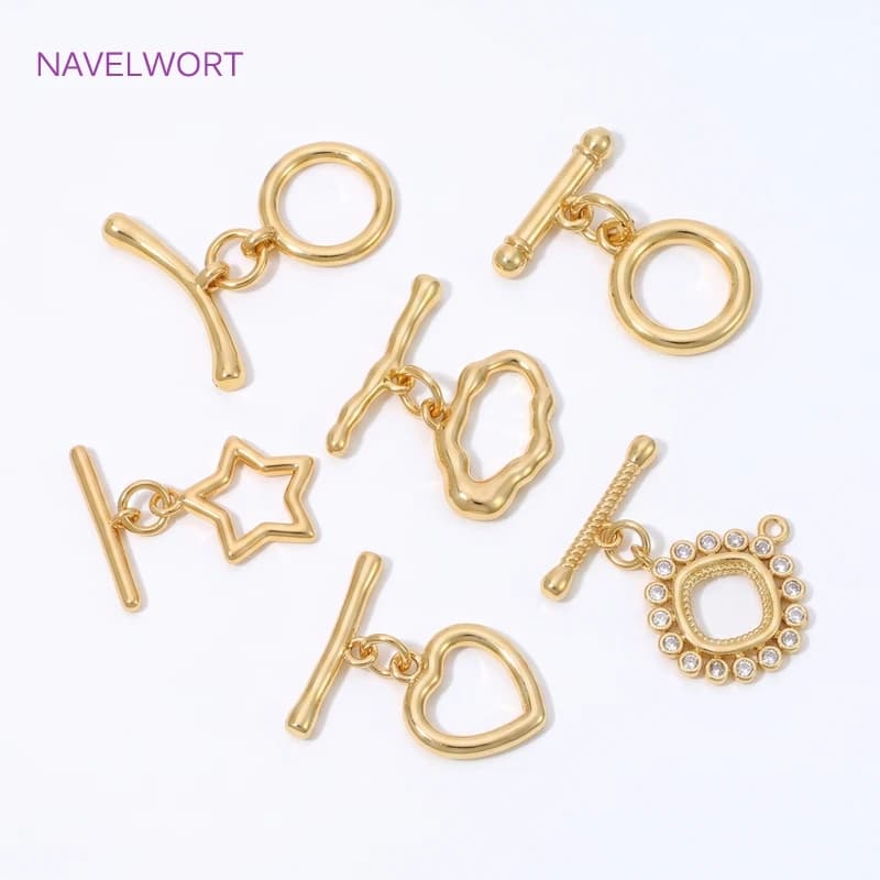 18K Gold Plated Brass Toggle Clasps Connector,Round OT Clasps For Jewelry Making,Clasps For Bracelet,DIY Jewelry Accessories