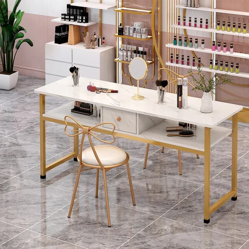 Set tavolo e sedia per nail art Tavolo da negozio di nail art economico semplice bianco