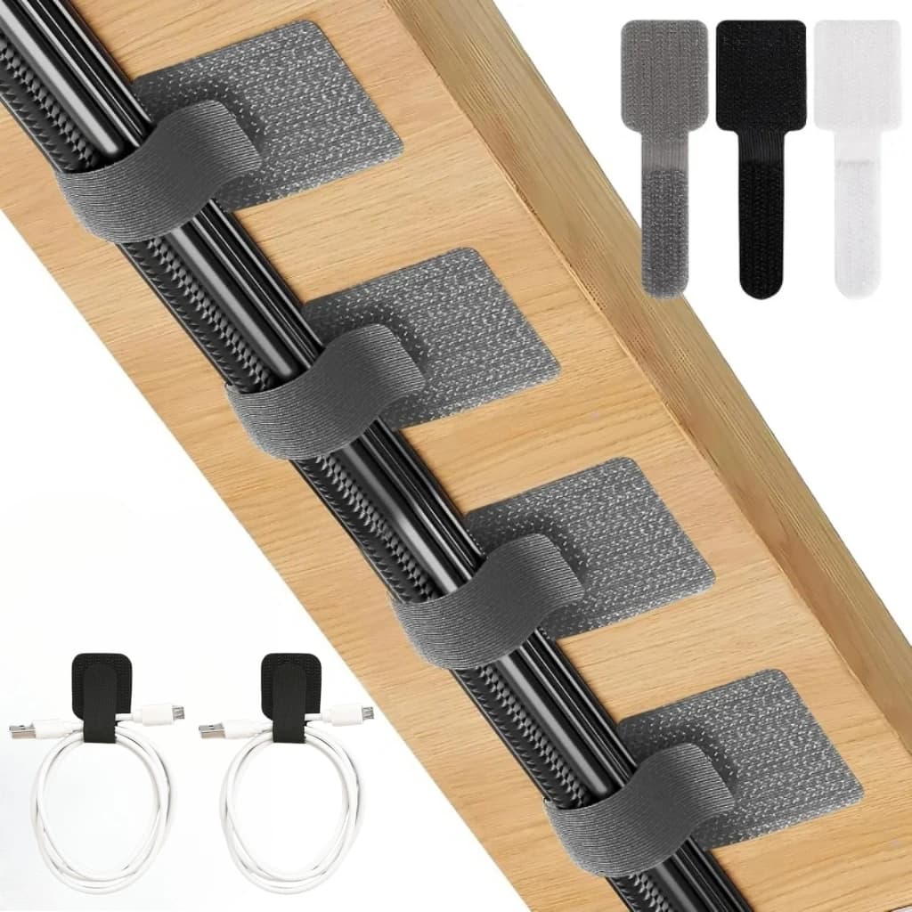 New 10Pcs Reusable Cable Ties Ties Self-Adhesive Power Cord Cable Holder Adjustable Cord Storage Desktop Organiser Manager