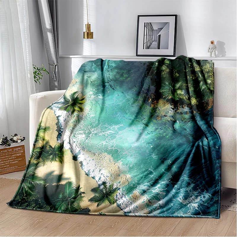 2025 Nuovo stile acqua di mare spiaggia barriera corallina 3D paesaggio naturale coperta, morbida coperta per la casa camera da letto divano letto copertura da picnic da viaggio