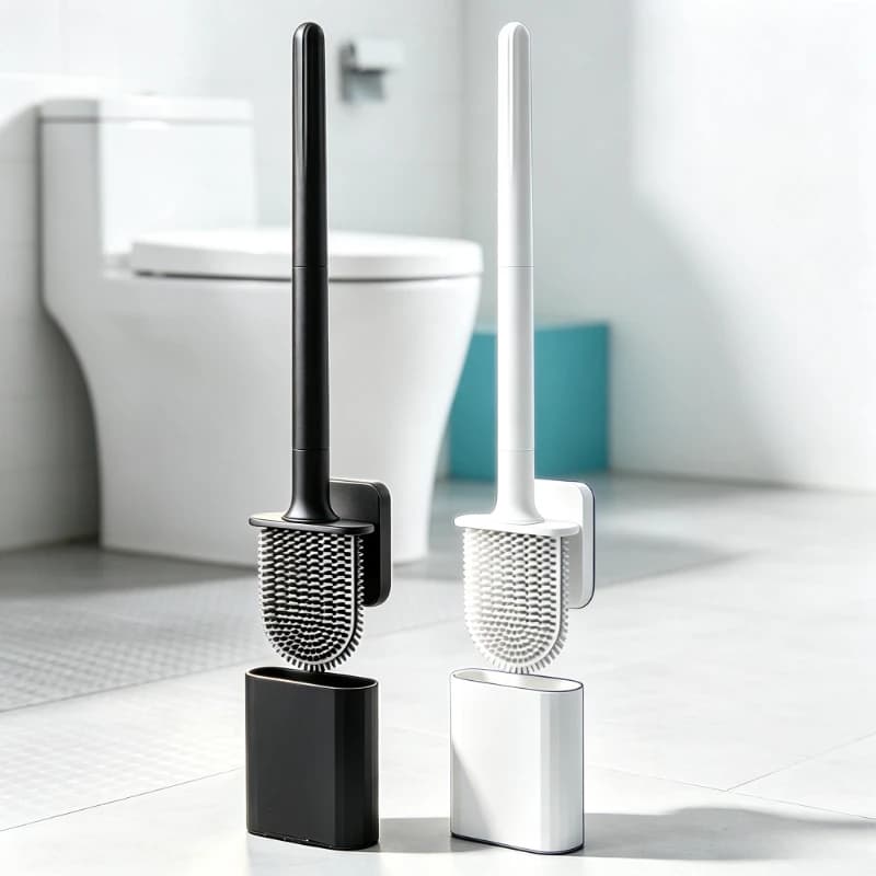 Deep-Cleaning Silicone Toilet Bowl Brush Long Handle Silicone Toilet Brush for Home Dormitory Bathroom Accessories