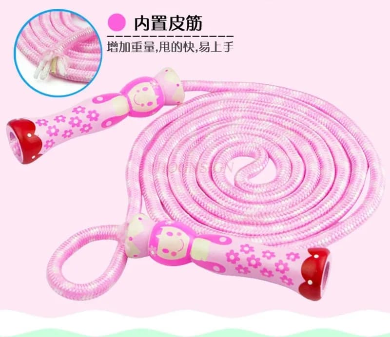 Jumping rope for kids, jump rope with bamboo knot for beginners, adjustable