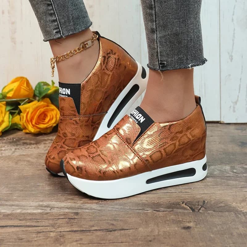 Sneakers da Donna Nuove, Casual, Antiscivolo, con Plateau, Scarpe da Donna alla Moda Slip-On, Mocassini Leggeri di Design per Donna