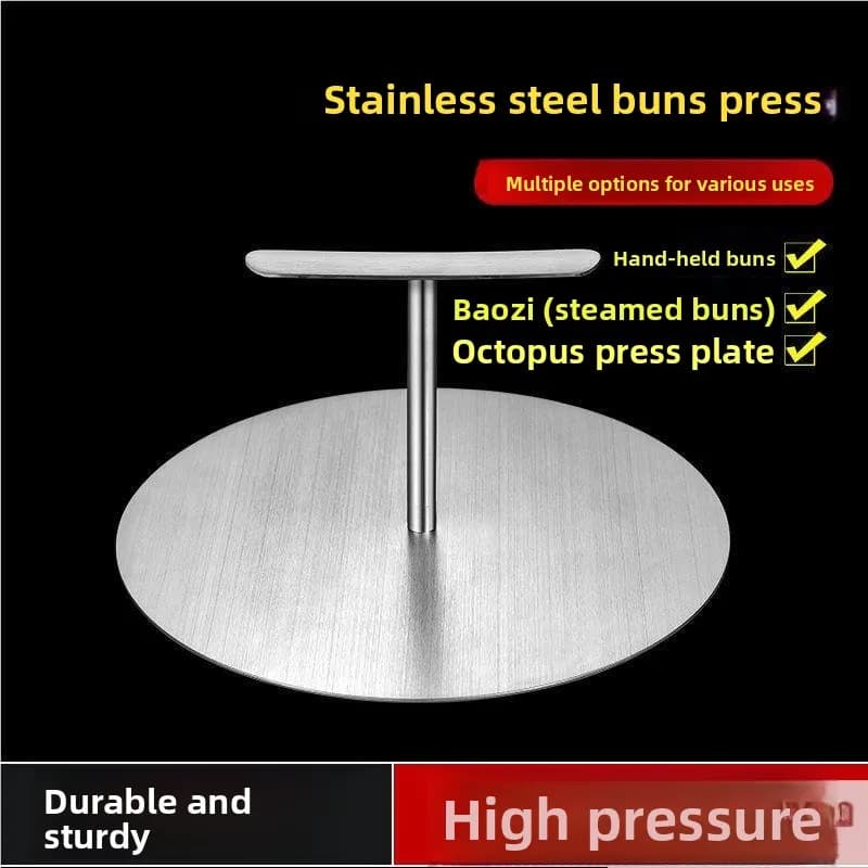Stainless Steel round Hand Press Pancake Maker Commercial Use Iron Plate Squid Press Board Home Kitchen Cooking Tool DIY Mold