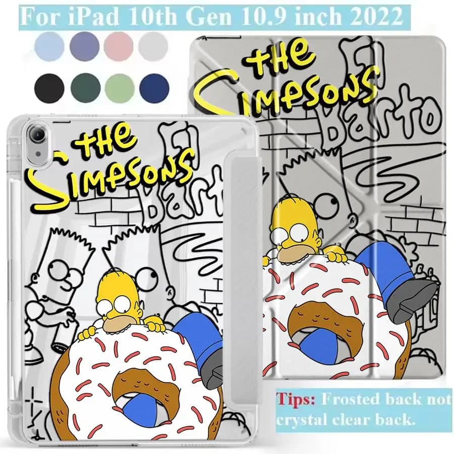 Custodia per Tablet Cartoon The Simpsons per iPad Pro 11, 10, 9, 8, 7 generazione, 12.9 pollici, Air 4, 5, M3, M2, 1, 2, M4, 11 pollici, Pro 2025, Mini 6, 7