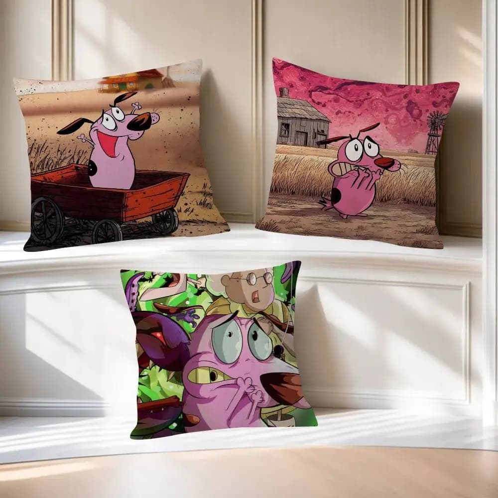 Cuscino Decorativo del Film 'C-Courage Cowardly Dog', Regalo per Casa e Ufficio, Cuscino per Camera da Letto, Divano, Auto, Federa
