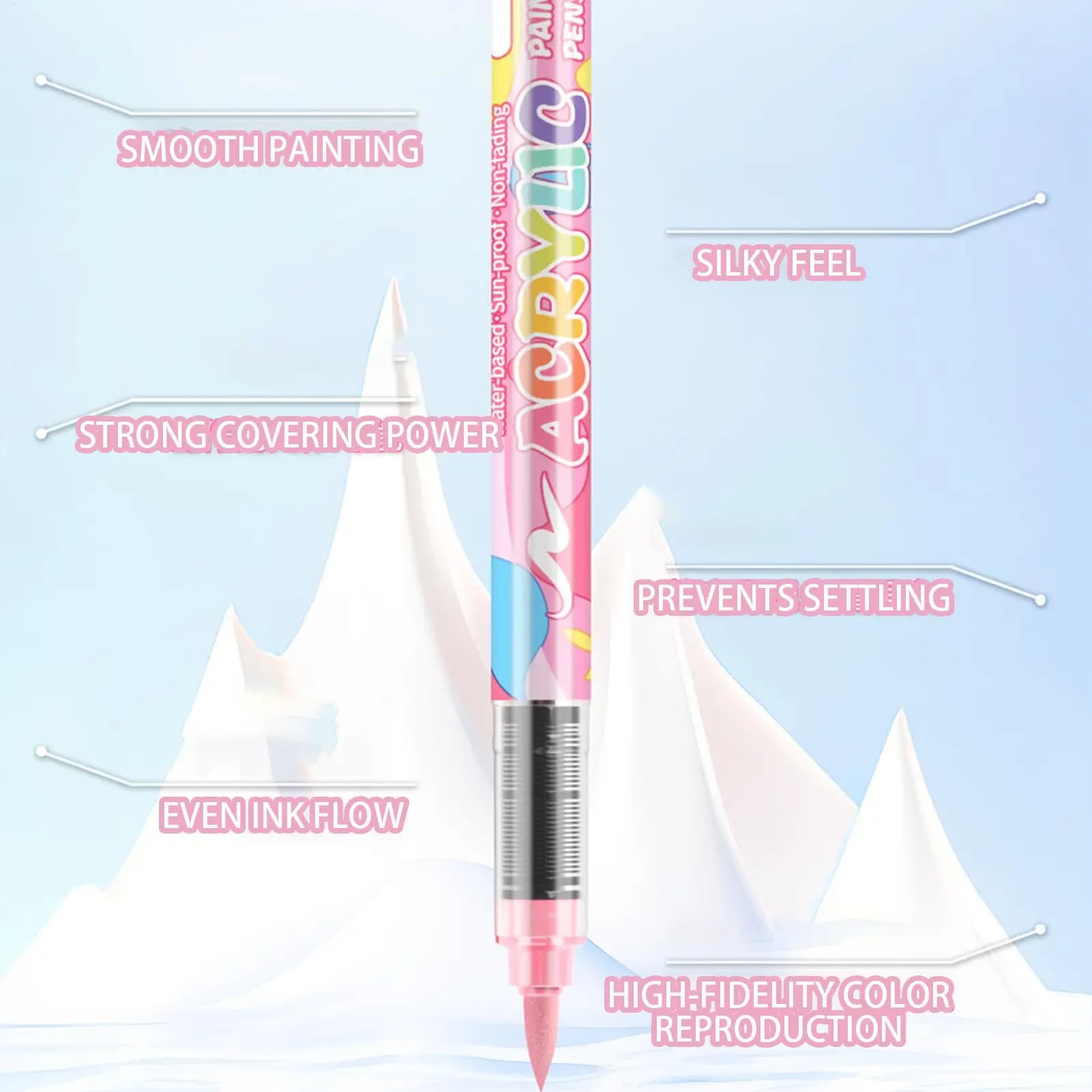 Pennarelli per vernice acrilica 24 colori Penne acriliche per dipingere Pennello per graffiti resistente allo sbiadimento con punta morbida a base d'acqua per scarpe