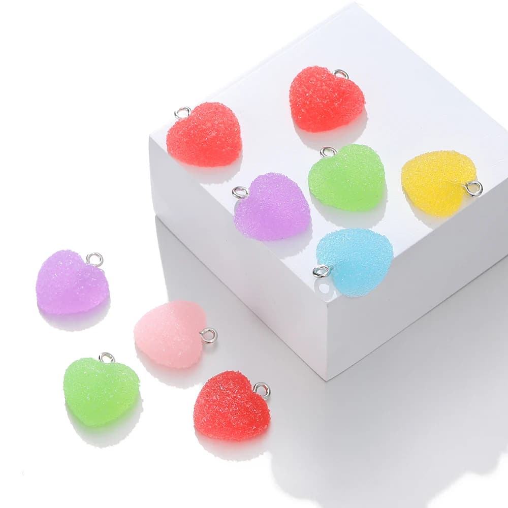 10pcs simulazione a forma di cuore caramelle morbide ciondoli carini ciondoli per orecchini fai da te fatti a mano collana accessori gioielli risultati
