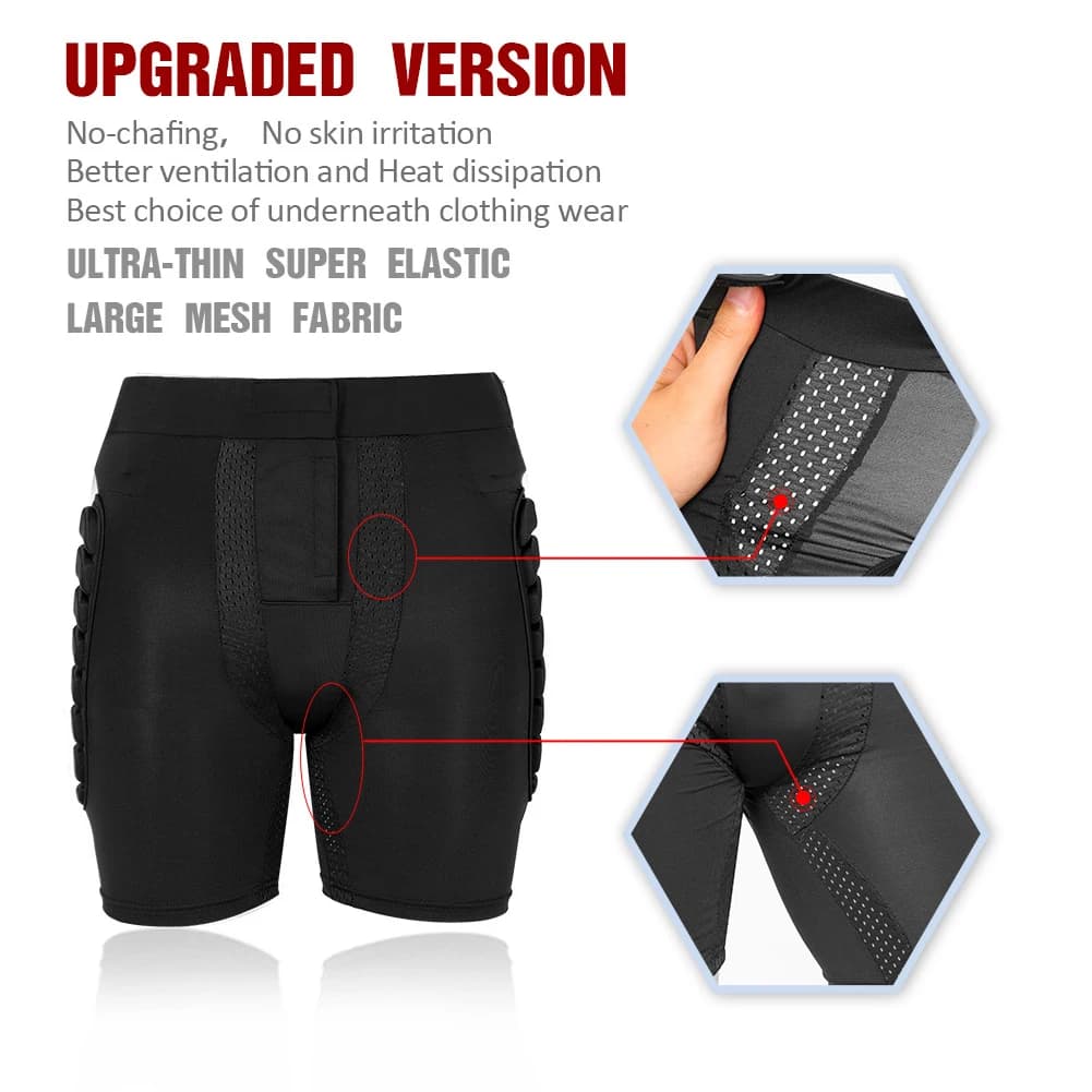 Pantaloncini protettivi per fianchi unisex Pantaloncini protettivi antiscivolo da 0,6 pollici di spessore Pantaloncini protettivi per coccige Traspiranti per sci Pattinaggio su ghiaccio Snowboard