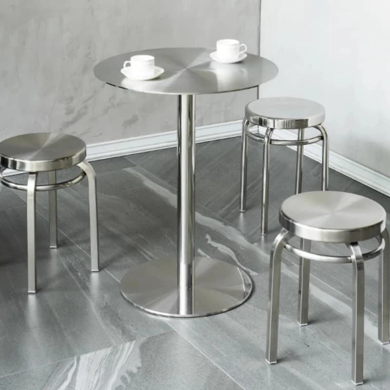 Sgabello da pranzo Morden in acciaio inossidabile Sedia rotonda a 4 gambe per bar/ristorante Sgabelli da bancone da cucina minimalisti con sedile alto ispessito