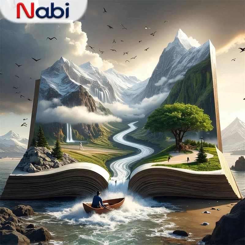Nabi Diamond Painting Waterfall Landscape Nabistract DIY Embroidery Mountain Ship New Arrival Mosaic Book Decor For Home