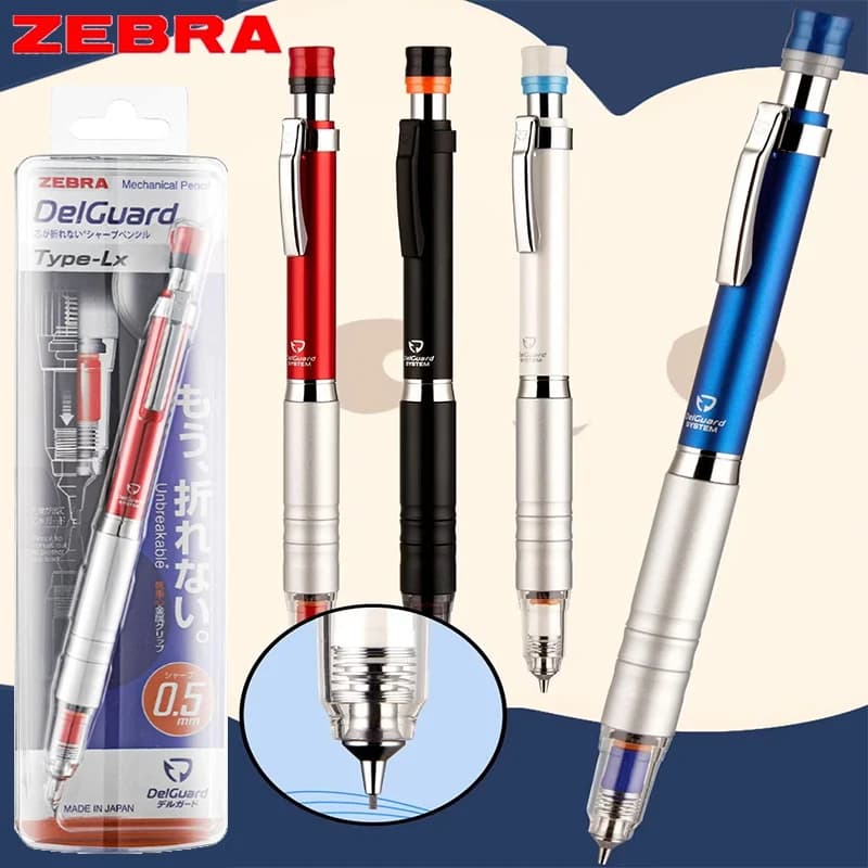 Japan Original ZEBRA Mechanical Pencil MA86 Low Gravity 360° Lead Protection Metal Rod Smooth Writing Sketching Note-Taking Tool