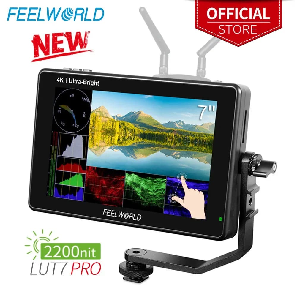 Do Brasil FEELWORLD LUT7 PRO 7 pollici 2200nits 3DLUT Touch Screen DSLR Direttore di campo della fotocamera Monitor CA con alimentazione esterna F970