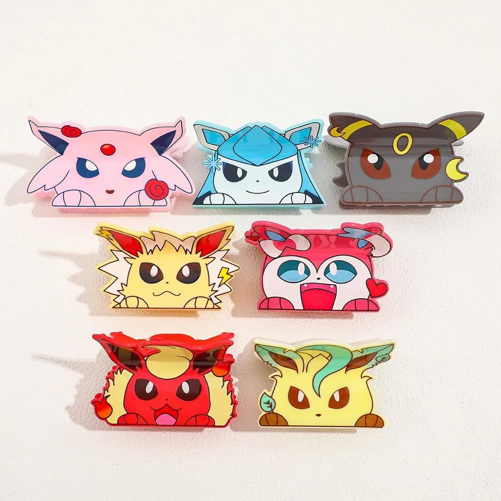 Cute Pokemon Eeveelutions Acrylic Hair Claw Clip Cartoon Anime Ponytail Holder Women Fashion Hair Accessories
