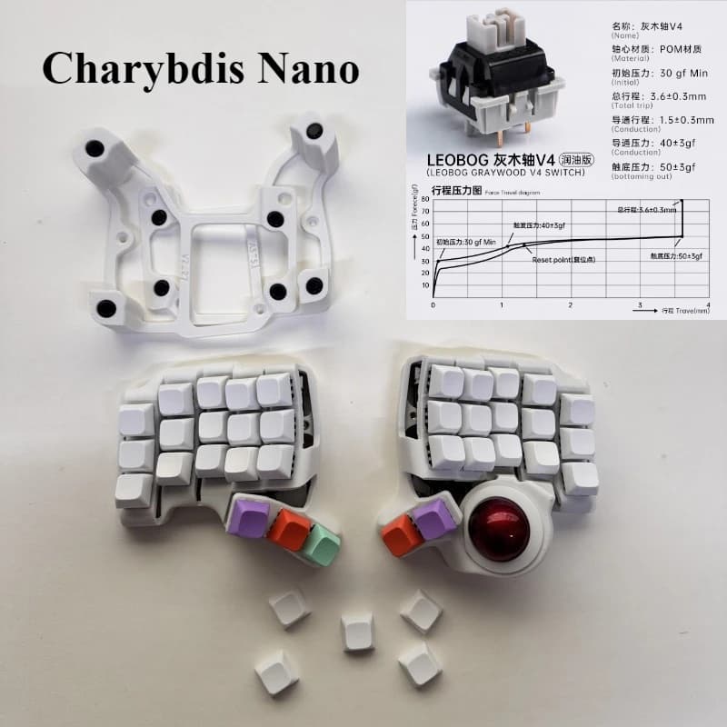Tastiera Charybdis Nano Trackball con staffa Hotswap Bluetooth Wireless/cablato Charybdis MK2/Mini tastiera divisa ergonomica