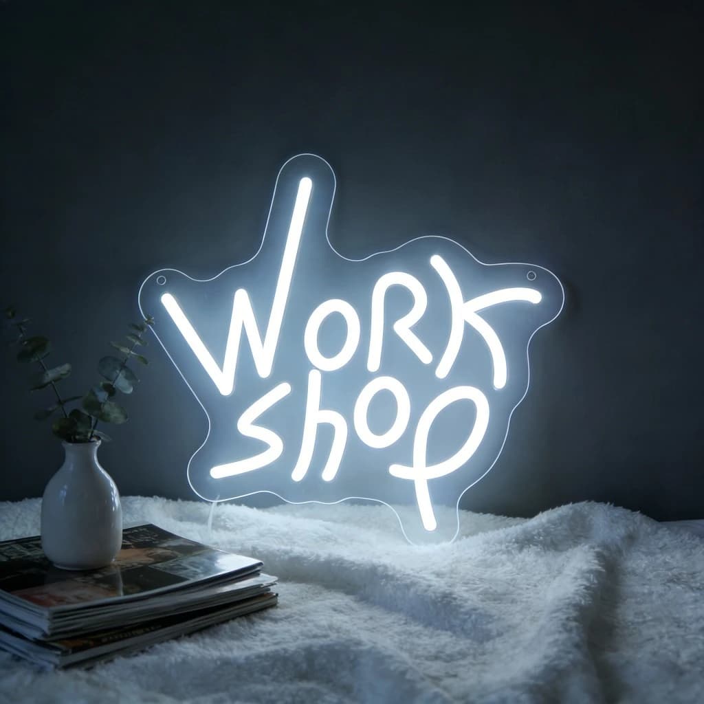 Insegna Luminosa al Neon per Officina, Insegna LED Neon Dimmerabile USB, Decorazione da Parete per Ufficio, Laboratorio Artigianale, Studio, Regali per Feste