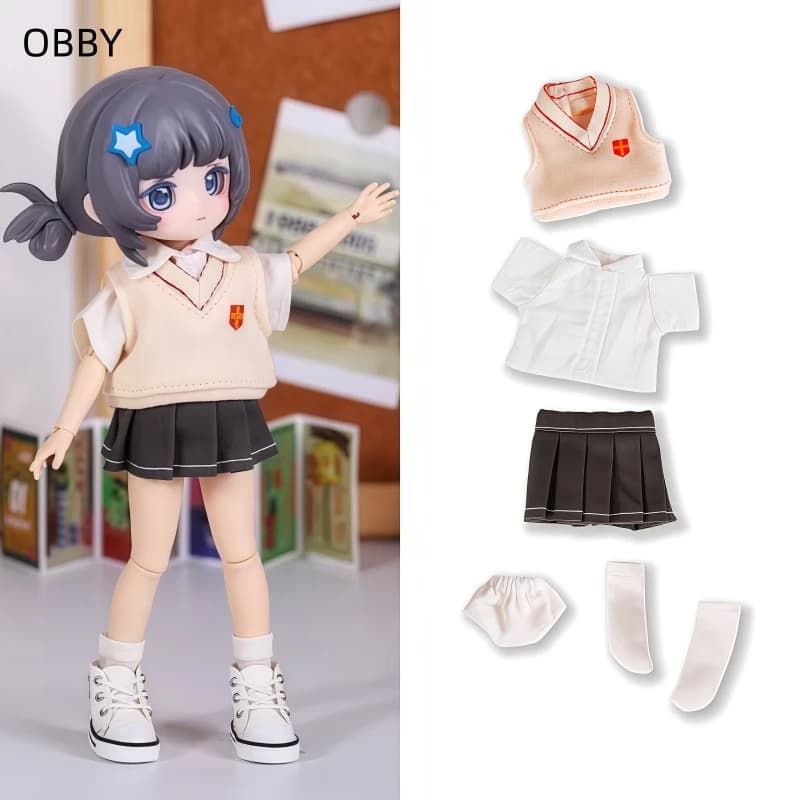Set di gonna e camicia con uniforme scolastica per bambole Obitsu 11, OB11, GSC 1/12 BJD, NAGI, YMY, Molly, outfit per il corpo, vestiti, regalo.
