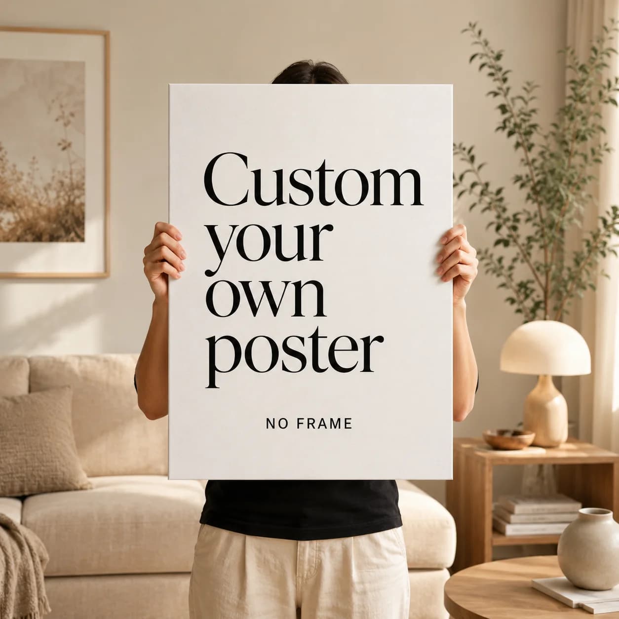 Personalized Photo Poster Custom Wall Art Print Unframed Canvas Artwork Family Pet Couple Picture Decor for Home Living Room