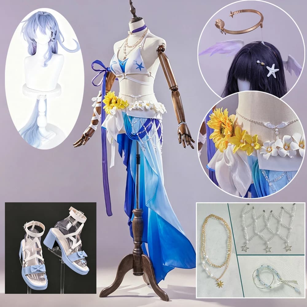 Honkai Star Rail Robin Summeretto Cosplay Costume Wings Halo Sexy Summer Vacation Beach Bathing Suit For Women Carnival Party