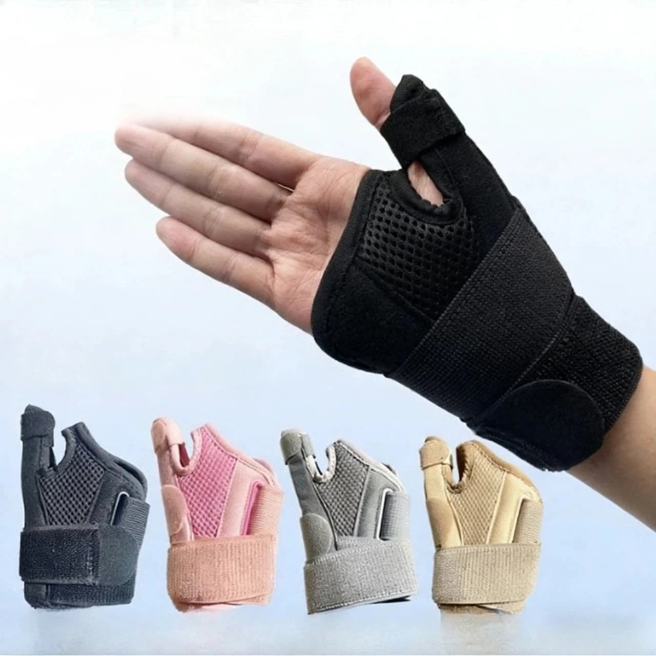 Black Flexible Splint Wrist Thumb Support Brace for Tendonitis Breathable Thumb Protector Solid Guard Fit ForLeft Right Hand