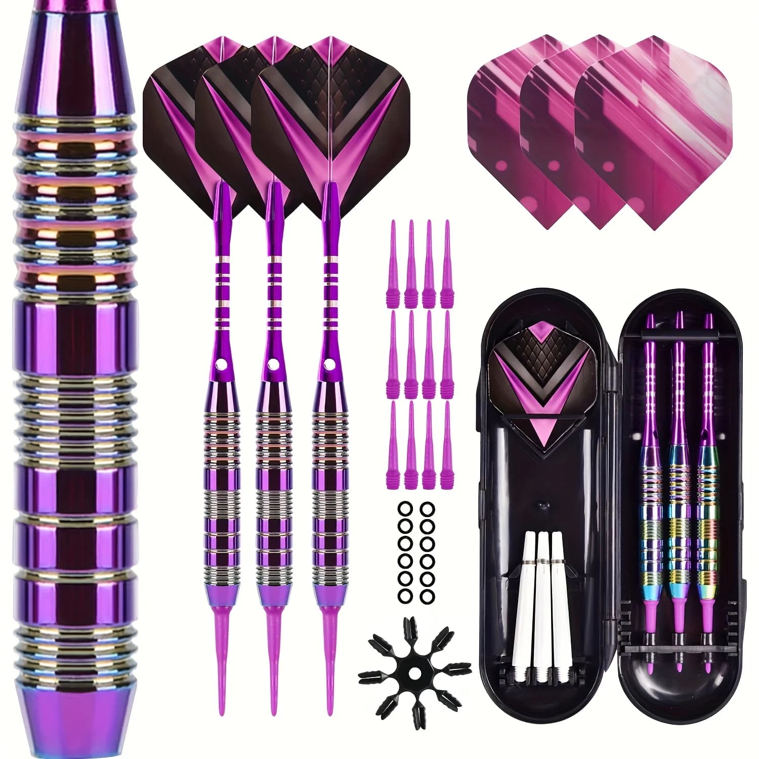 3PCS Professional Darts Set with Extra Flights & Tips + Storage Case
