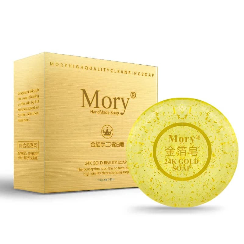 Mory Gold Foil Soap 100g Sapone detergente viso trasparente fatto a mano con olio essenziale idratante