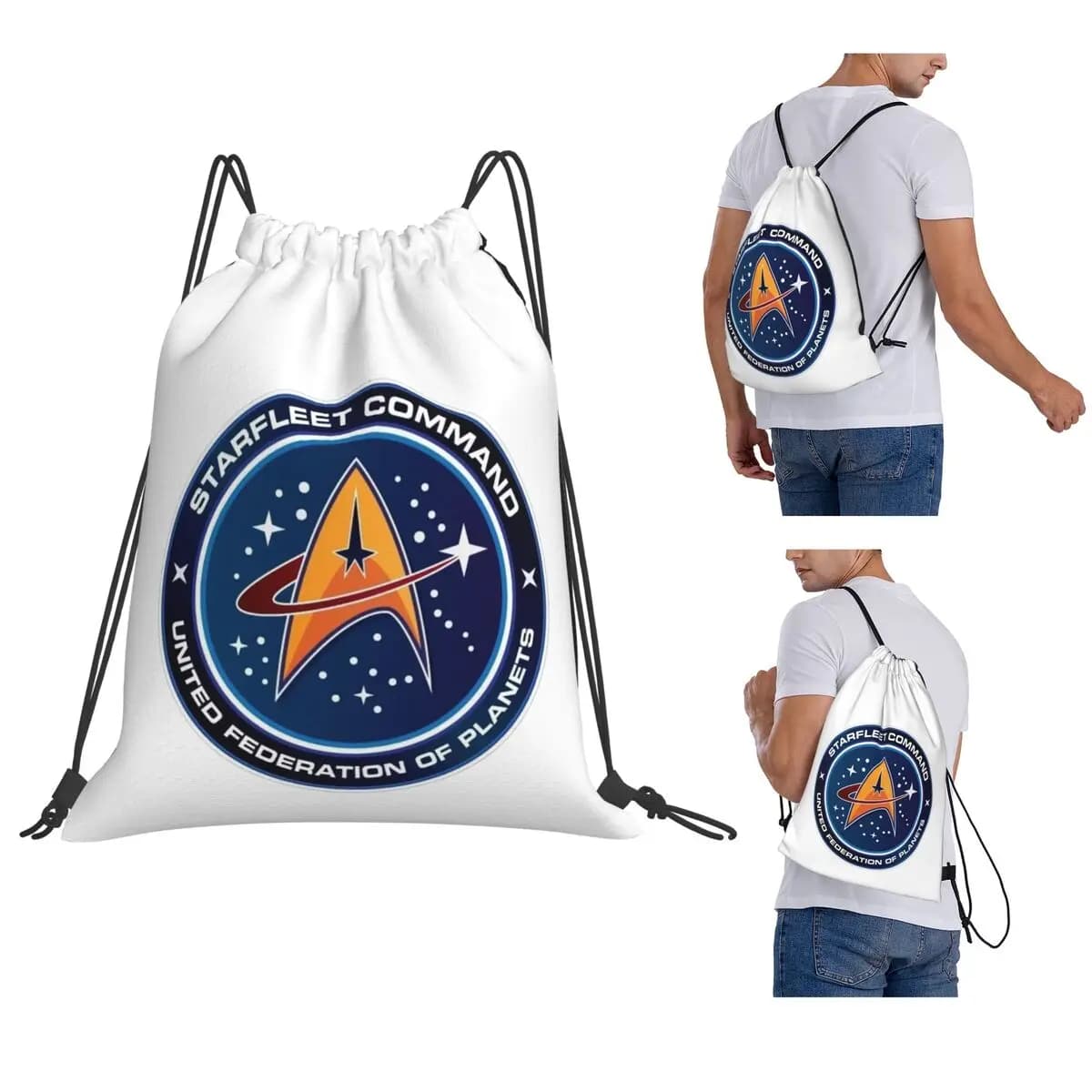 Zaini Y2k Stars Treks Starfleet Commend, borse con coulisse alla moda, borse sportive, borse per libri per studenti e viaggi