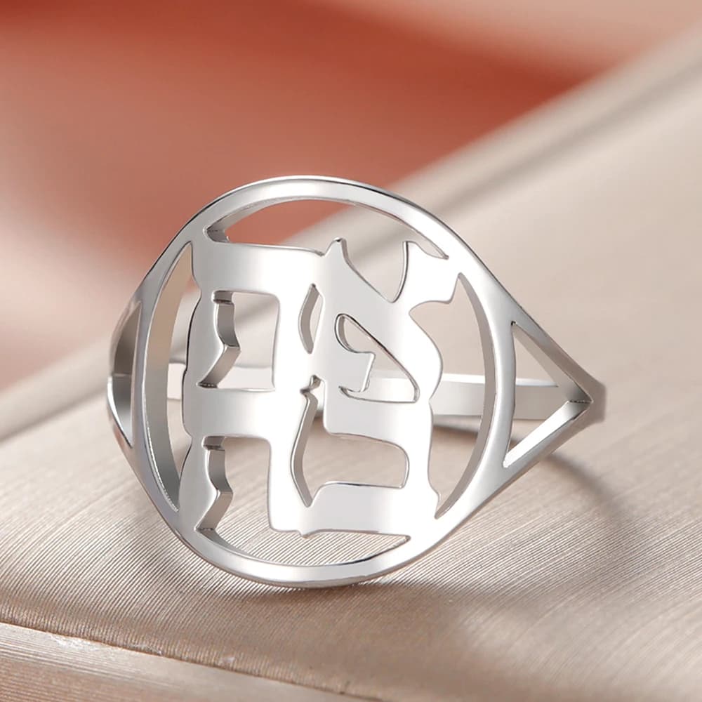 Dawapara Hebrew Letter LOVE Ahava Ring Jewish Symbol Religious Hanukkah Gift Stainless Steel Couple Jewelry
