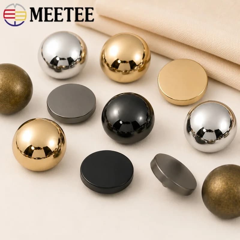30Pcs 10-28mm Metal Shank Buttons Flat Head Round Coat Jacket Dress DIY Sewing Garment Repair Replacement Fasteners Set Supplies