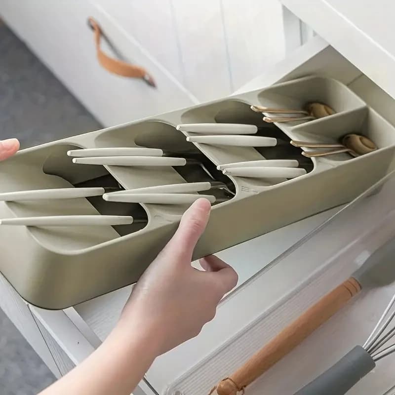 Vassoio Portaposate Multiuso, Organizzatore Compartimentato per Forchette e Cucchiai, Contenitori per Cassetti da Cucina
