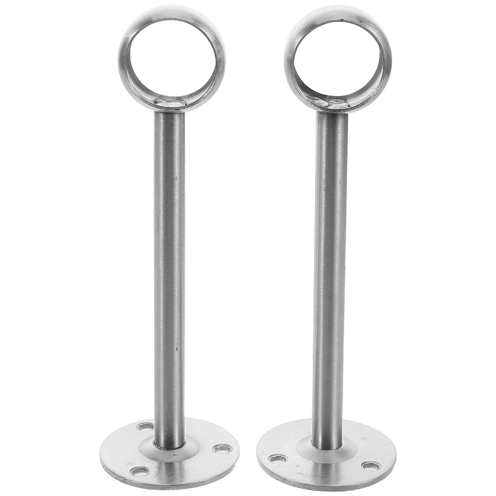 2Pcs Heavy Duty Stainless Steel Curtain Rod Brackets Round Head Thickened Design Easy Installation for Curtain Rail Bracket and